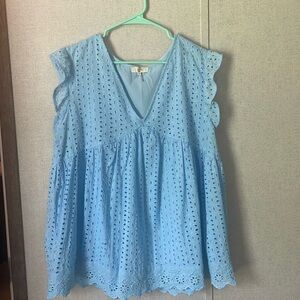 Light Blue Eyelet Top